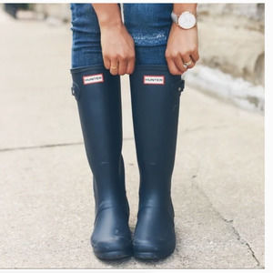 Hunter Matte Navy Blue Rain Boots - Size 7